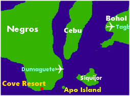 Karte Umgebung Cove Sand Beach Resort Insel Negros, Lage vom Cove Sand Beach Resort